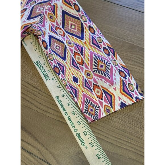 Chicos Womens Size 0 Linen No Iron Button Up Shirt 3/4 Sleeve Aztec Colorful - Picture 8 of 15